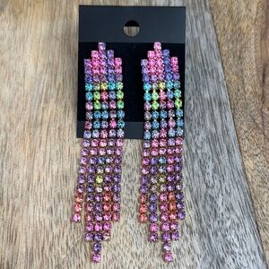 Multicolor Crystal Dangle Earrings NWOT